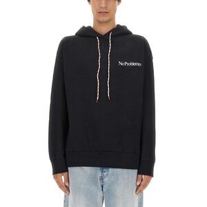 ARIES No Problemo Embroidered Hoodie Men BLACK Sweaters & Cardigans